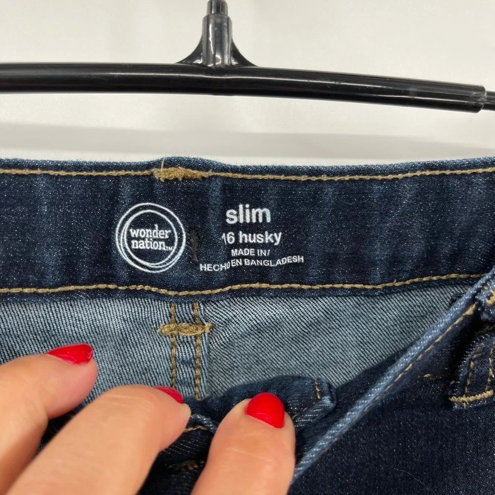 Wonder Nation Slim 16 Husky‎ Jeans Dark Wash Denim Pants Kid's Clothing